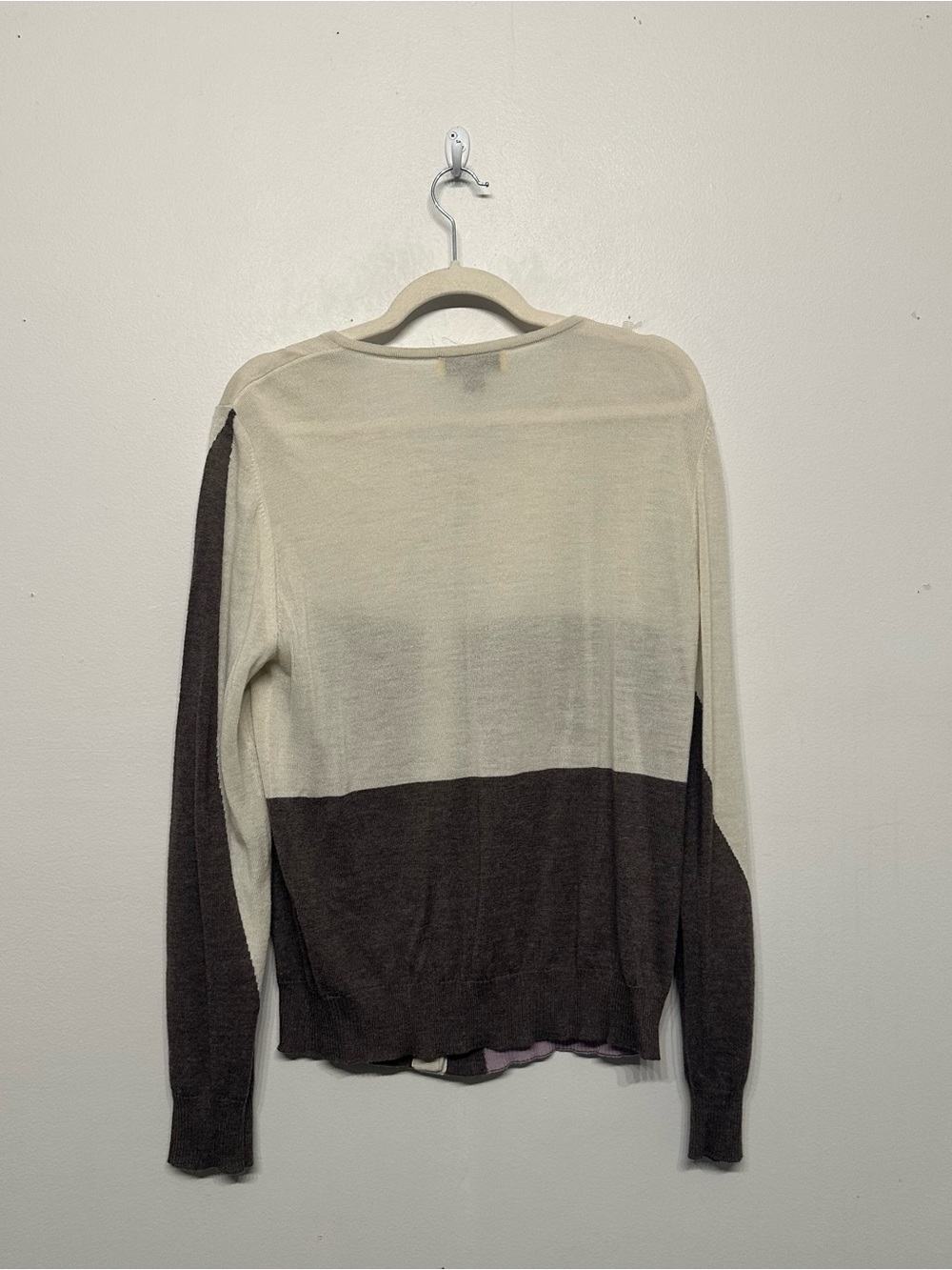 St. John 100% Wool Colorblock Cardigan Sweater Large - Picture 2 of 6
